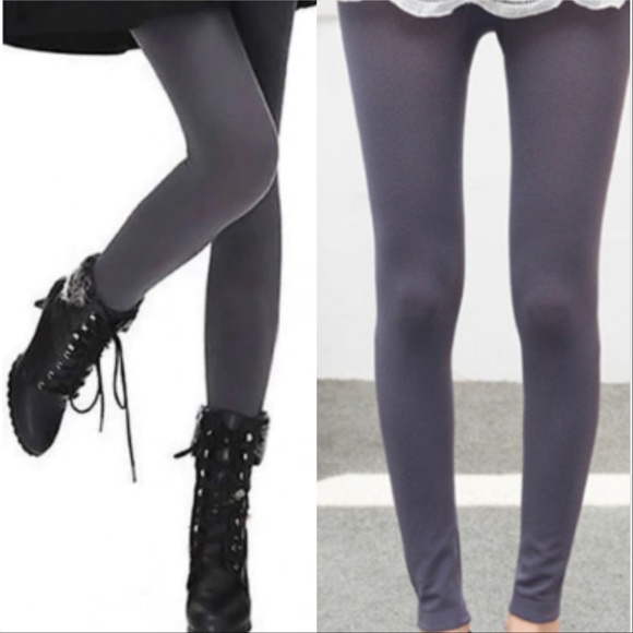 MODA ME COUTURE Pants - CHARCOAL GRAY FLEECED LINED LEGGINGS ALMOST GONE